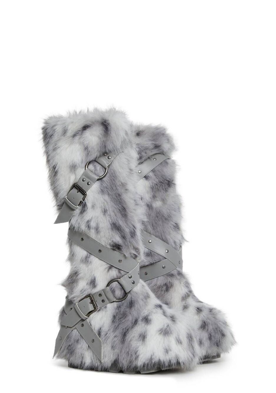 Dolls Kill Snow Leopard Wild Instincts Faux Fur Boots